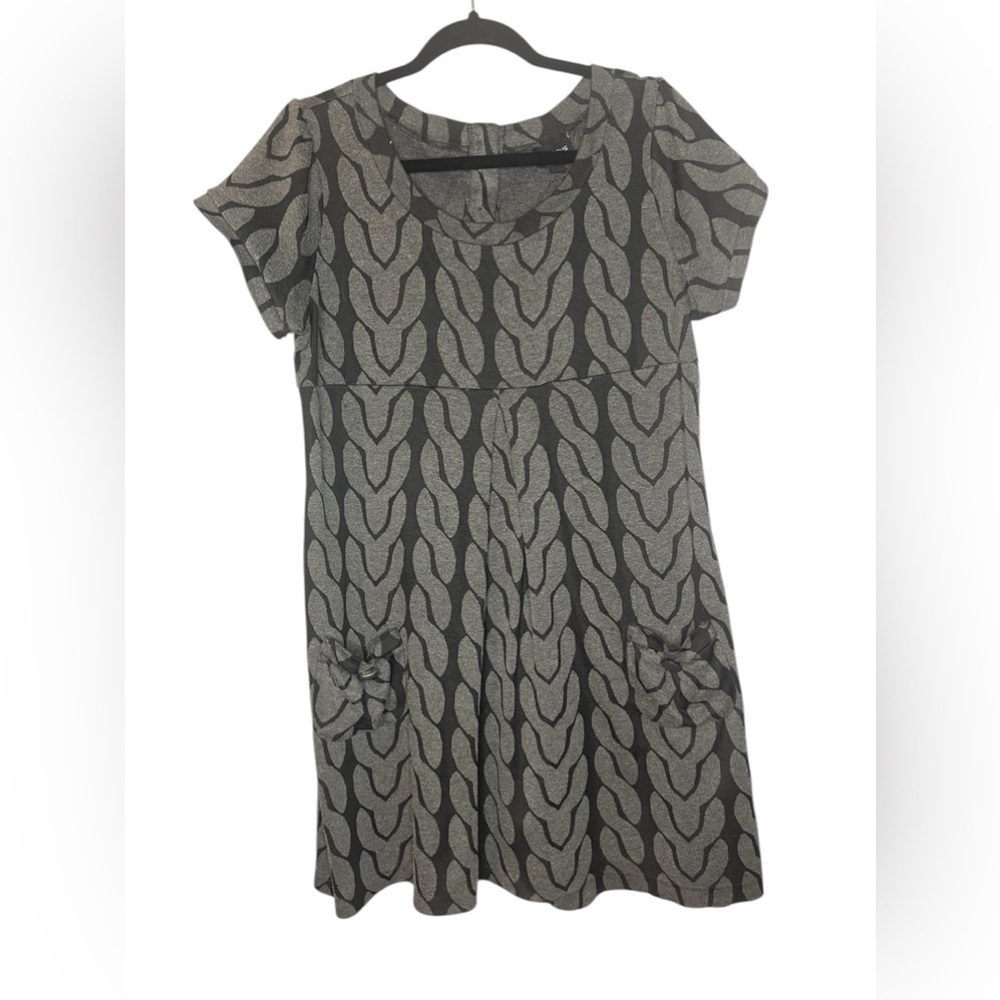 Enfocus Studio Black and Gray Patterned Mini Dress